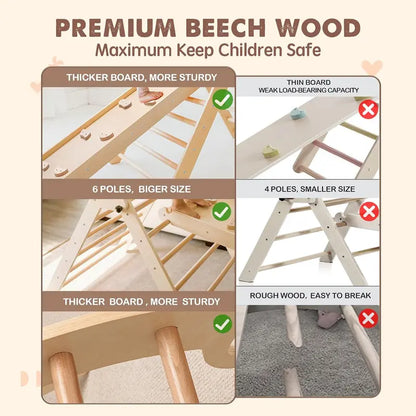5-in-1 Pikler Triangle Climbing Set for Toddlers  Indoor Wooden Jungle Gym Play System