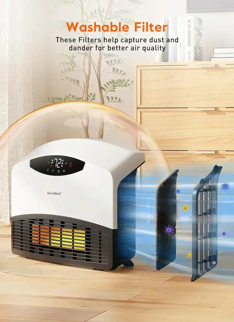 Dual-Mode 1500W Electric Heater: WiFi & Remote-Controlled Wall-Mount or Floor-Standing Design