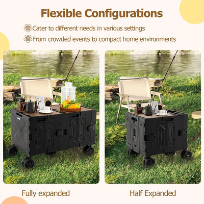 Collapsible Rolling Trolley Cart for Groceries, Camping, and Travel Use