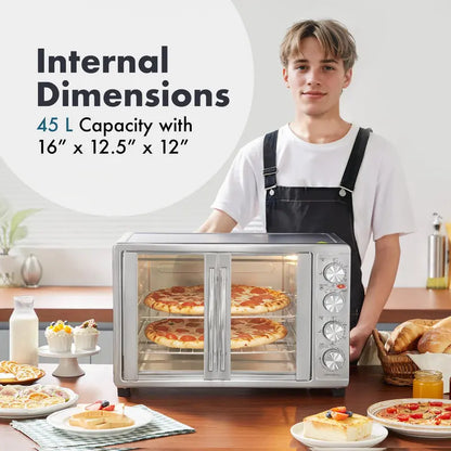 Elite Gourmet 47.5-Quart Convection Oven  18-Slice Capacity, 4-Function Control Knobs