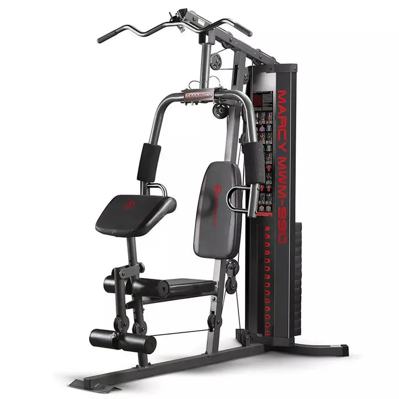 Marcy MWM-990 Home Gym System  150-Lb Weight Stack, Dual-Action Arms, Space-Saving Steel Frame