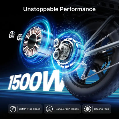 DEEPOWER QS7 High-Speed Electric Bike  1500W Peak, 32 MPH Top Velocity