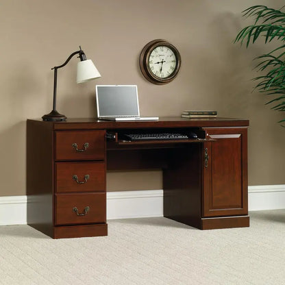 Sauder Heritage Hill Computer Credenza Desk  Classic Cherry Woodgrain Finish