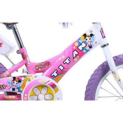 Titan 16-Inch Flower Princess Girls’ BMX Bike  Pink Frame, Training Wheels Included