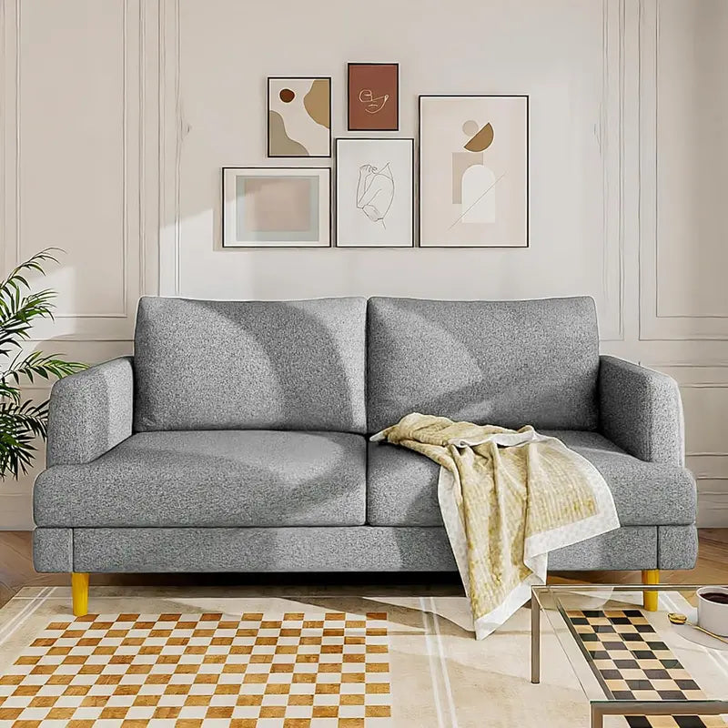 Compact Loveseat Sofa with USB-C Ports  Dark Gray Upholstered Small-Space Couch