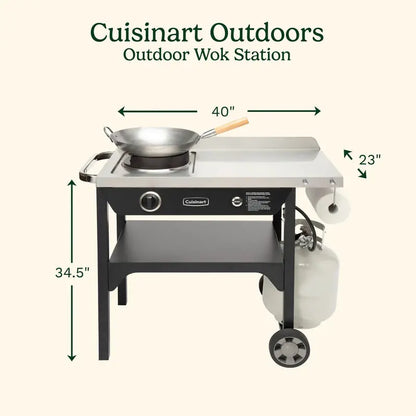 Cuisinart All-in-One Outdoor Wok System  50K BTU Burner, Integrated Prep Table & Seasoning-Ready Wok