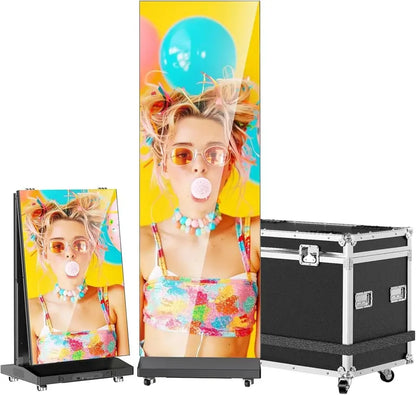 80-Inch Flexible Spliceable LED Poster Display P1.86  USB Plug-and-Play, Remote-Controlled Digital Signage (Silver, 1-Pack)