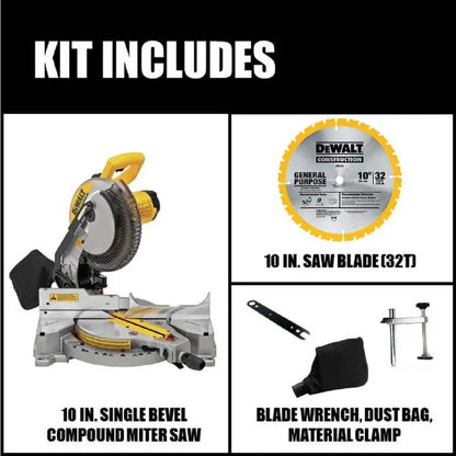 DEWALT 15 Amp Corded 10 in. Compound Single Bevel Miter Saw DWS713
