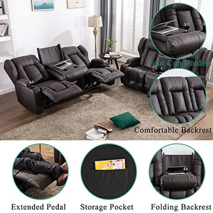 SAMERY 76.7  Loveseat Recliner with Console, 2+3 Seater Sofa Chair Set