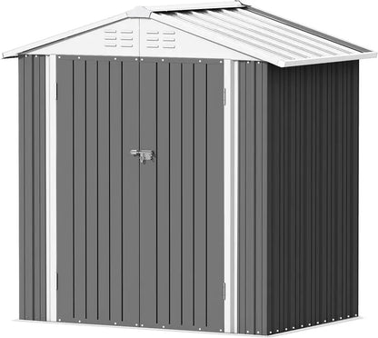 Devoko 5′ x 3′ Corrosion-Resistant Garden Shed  Lockable Steel Outdoor Storage House with Single Secure Door