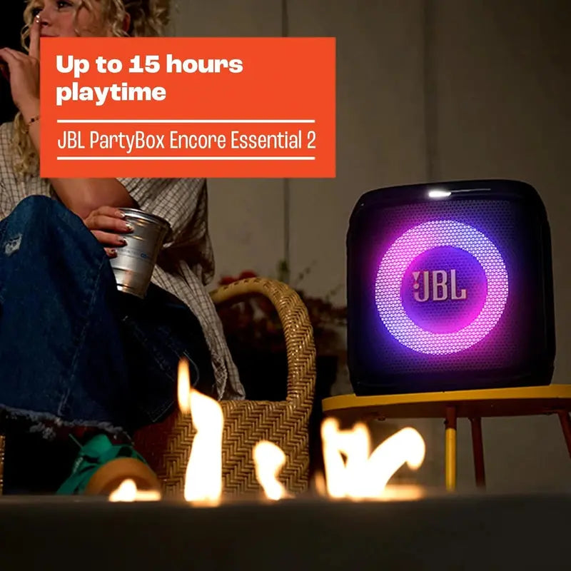 JBL PartyBox Encore Essential 2  Portable Bluetooth Speaker with 15-Hour Playtime & IPX4 Rating