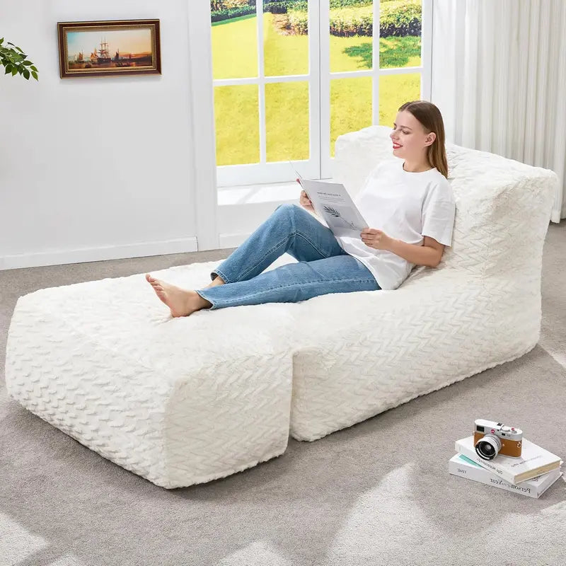 Hobestluk Extra-Large Memory Foam Bean Bag Lounger  Cordless Lounge Sofa for Adults