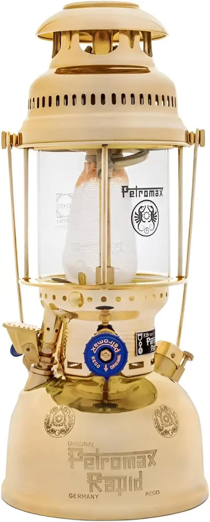 HK500 Pressurized Lantern  500 Candlepower, 1 Quart Kerosene Tank, Hand Assembled 400W Lamp, Polished Brass-Chrome for Home & Camping