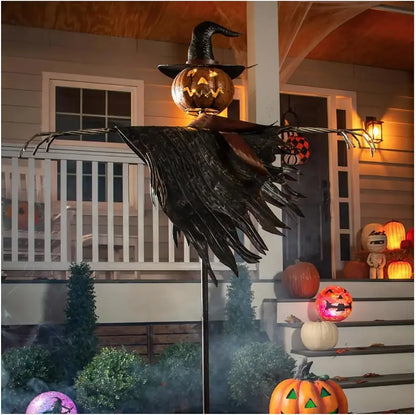 Halloween Solar Scarecrow Lantern  Decorative Metal Stake Light with Motion-Sensing Glow