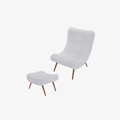 Fauteuil avec repose-pieds bouclé