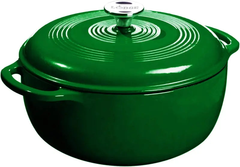 Lodge 6-Quart Caribbean Blue Enamel Cast Iron Dutch Oven  Ideal for Braising, Baking, and Slow Cooking