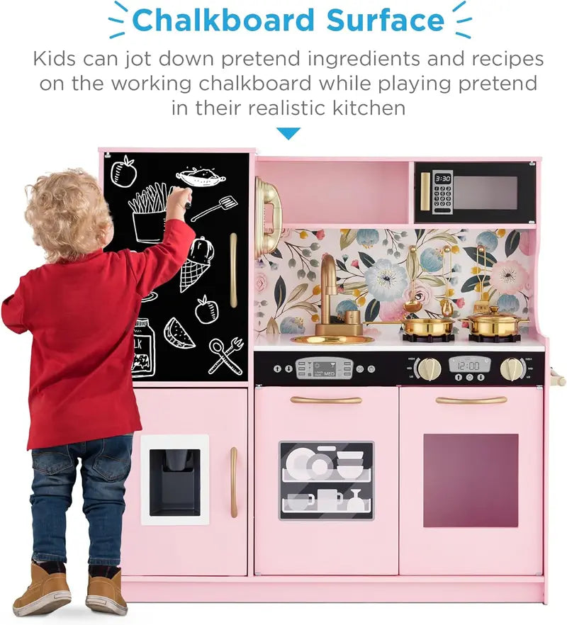 Wooden Pretend Play Kitchen Toy Set for Toddlers and Preschoolers