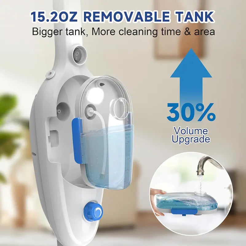 Lightweight Adjustable Steam Mop  Floor Steamer for Hardwood, Tile, Laminate & Carpet with 23ft Cord & Washable Pads
