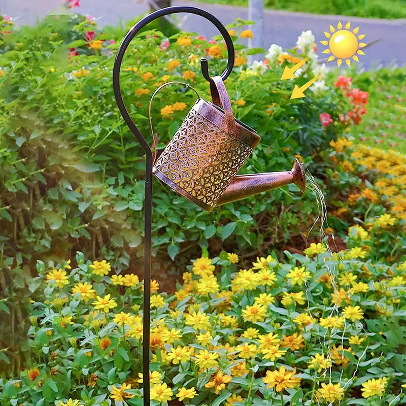 Syenll Solar Watering Can Light, Metal, Waterproof, Warm White LED, Solar-Powered Garden Decor