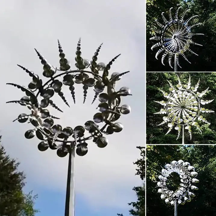 Whimsical Spinning Windmill Garden Decor  Magic Metal Design