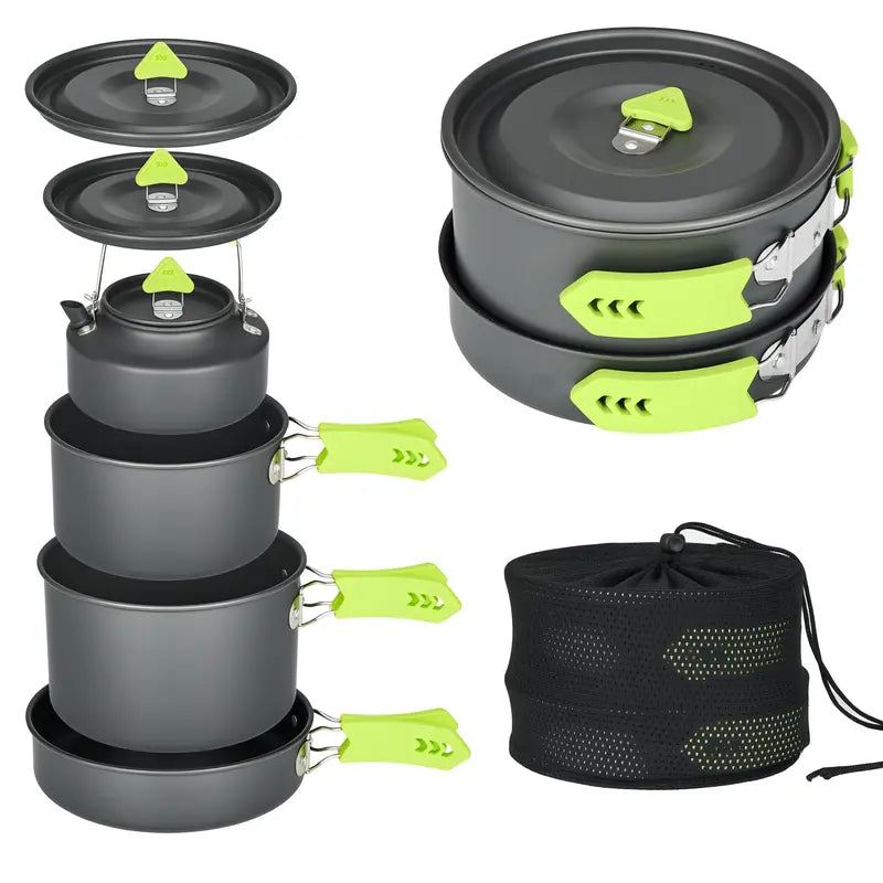 Lightweight 4-Piece Aluminum Camp Cookware Kit for Small Groups