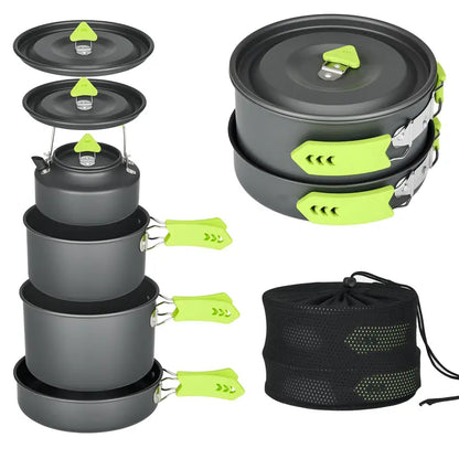 Lightweight 4-Piece Aluminum Camp Cookware Kit for Small Groups
