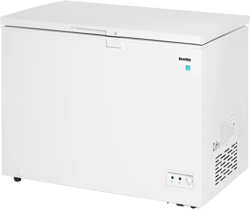 10 Cu Ft White Chest Freezer  Garage-Ready, Operates from 0°F to 110°F, Energy-Efficient Storage Solution