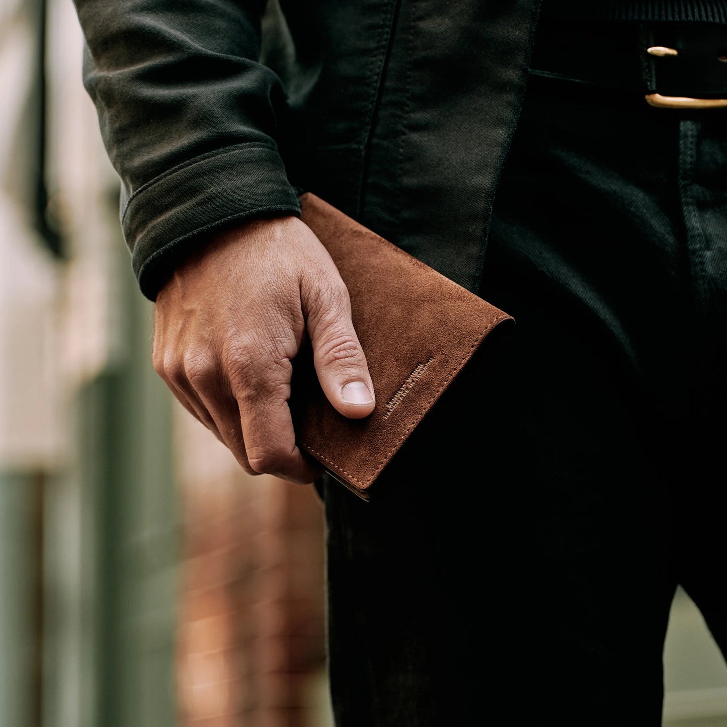 Suede Passport Wallet - Tobacco Brown