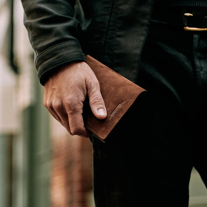 Suede Passport Wallet - Tobacco Brown