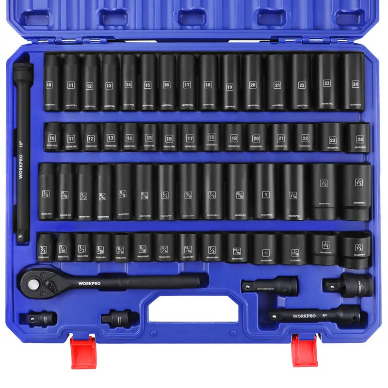 WORKPRO 65-Piece 1/2-Inch Drive Impact Socket Set  SAE & Metric Deep and Standard Sizes
