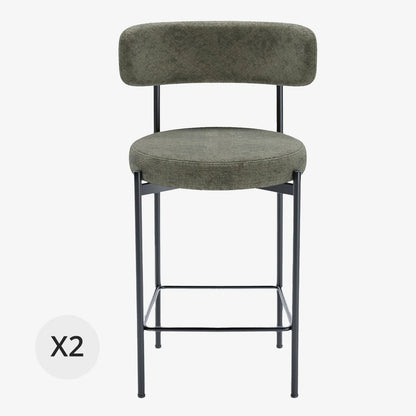 Lot de 2 tabourets de bar velours vert Agathe