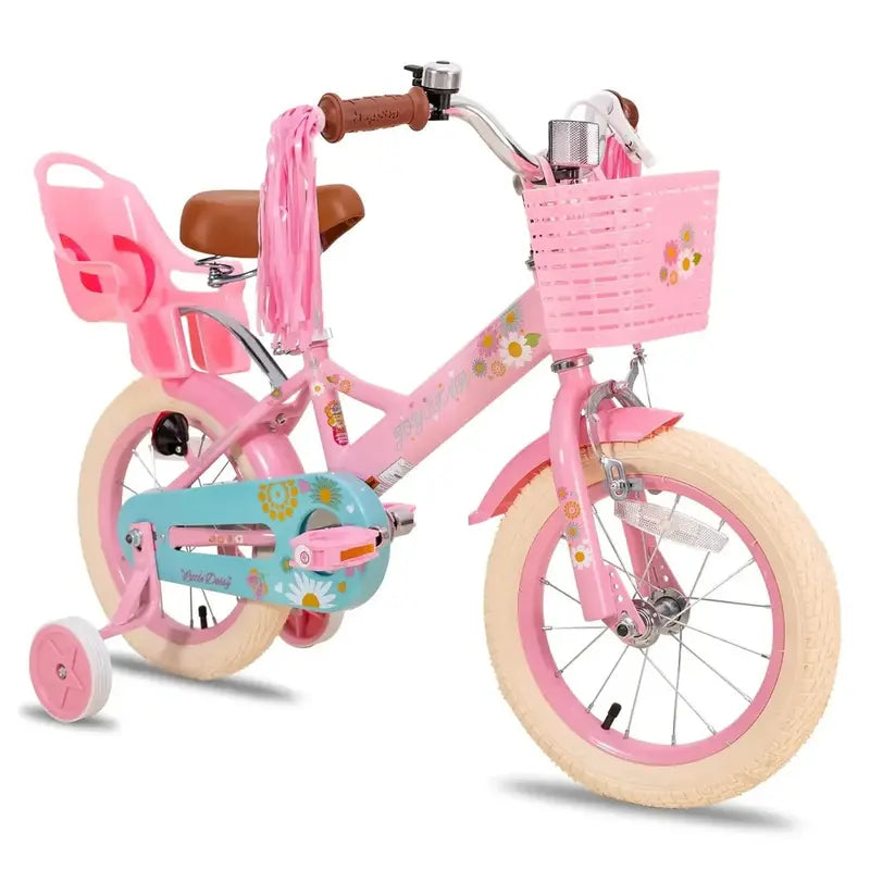 JOYSTAR Little Daisy 14″ Kids’ Bike  Stylish Girls’ Cruiser with Training Wheels Option