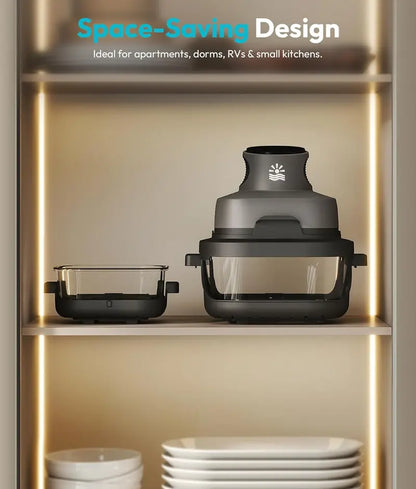 Rellytech Dual-Glass Air Fryer  1500W, 4.2 qt Capacity with Stackable Containers