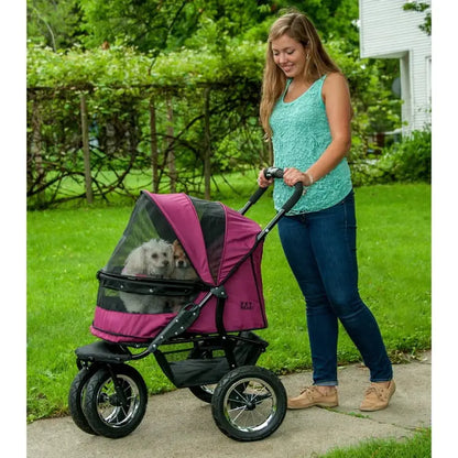 No-Zip Double Pet Stroller  Boysenberry