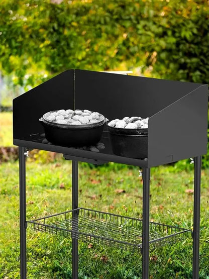 Collapsible Outdoor Cooking Table with Windscreen & Storage  Perfect for Dutch Ovens, BBQ, Picnic, RV & Camping