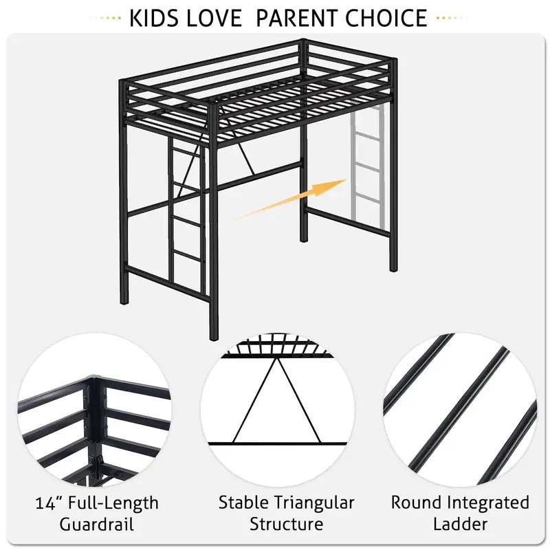SHA CERLIN Twin Loft Bed  Space-Saving, Heavy-Duty Elevated Frame for Kids¡¯ Rooms &amp; Dorms