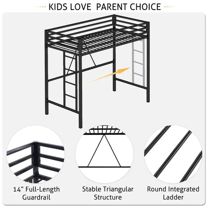 SHA CERLIN Twin Loft Bed  Space-Saving, Heavy-Duty Elevated Frame for Kids¡¯ Rooms &amp; Dorms