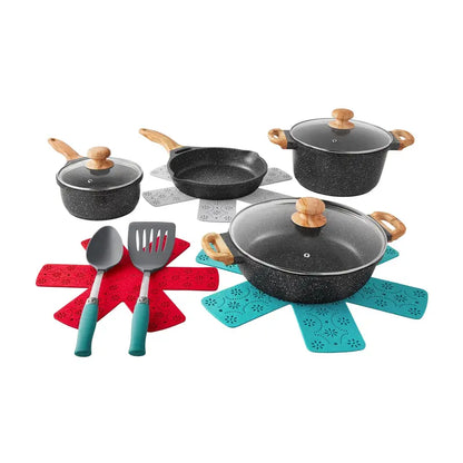 The Pioneer Woman 12-Piece Cast Aluminum Cookware Set, Nonstick, Charcoal Speckle