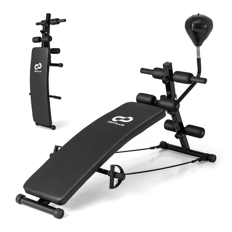 Foldable Decline Sit-Up Bench  Adjustable Slant Exercise Bench with Ergonomic Curved Design