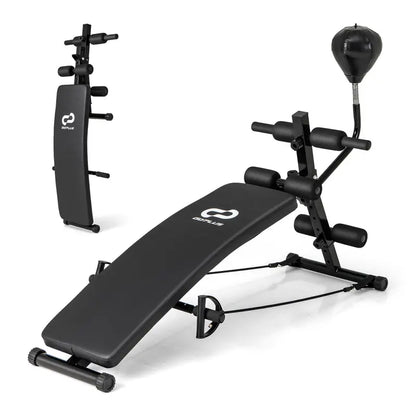 Foldable Decline Sit-Up Bench  Adjustable Slant Exercise Bench with Ergonomic Curved Design