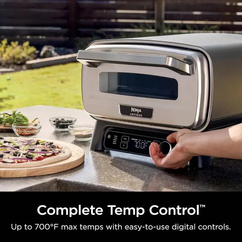 Ninja Artisan 12-Inch Outdoor Pizza Oven  Fast 3-Minute Neapolitan, New York & Chicago-Style Baking