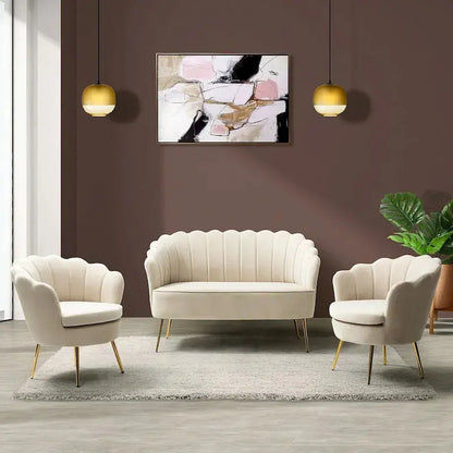 Xabier 52″ 3-Piece Living Room Set  Contemporary Sofa & Accent Chairs by HULALA HOME