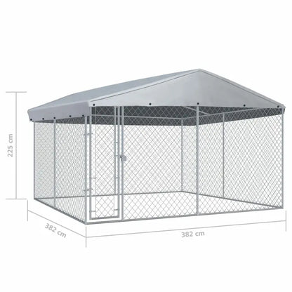 Heavy-Duty Outdoor Dog Kennel with Weatherproof Roof  150.4 sq. ft. Enclosed Run Space