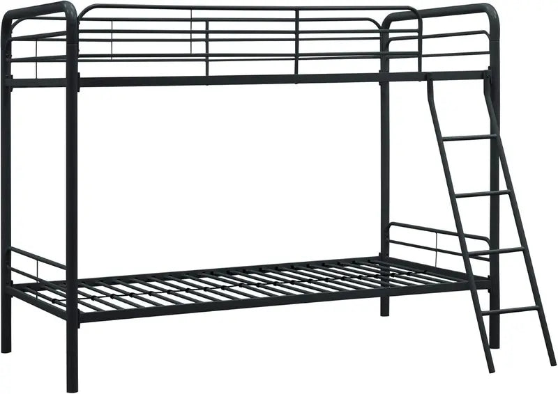 Off-White Twin-Over-Full Metal Bunk Bed  Space-Saving Dorm or Kids’ Room Solution by DHP Dusty