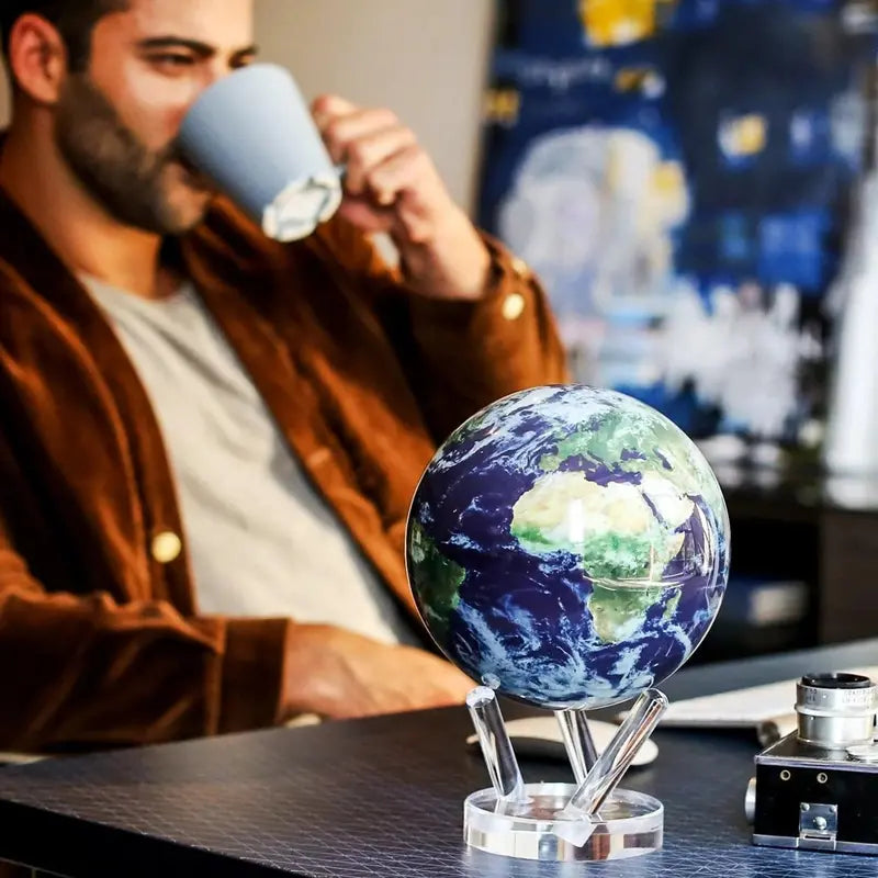 MOVA 4.5″ Light-Powered Self-Rotating Globe  Earth Model with Animated Clouds