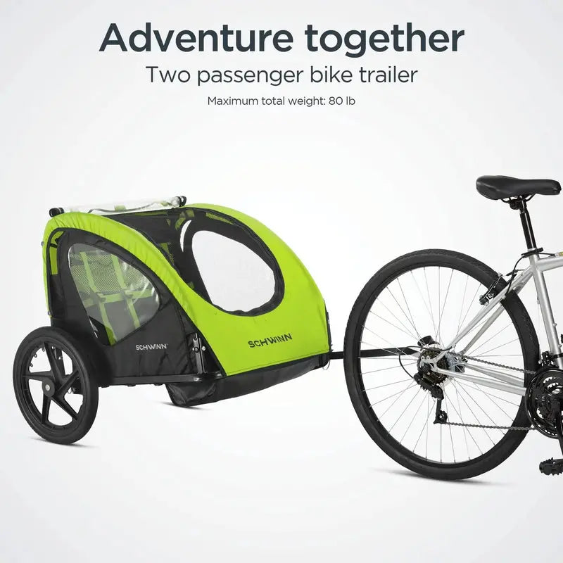Schwinn Shuttle Folding Bike Trailer  Lightweight, Hitch-Compatible Carrier for Kids or Gear