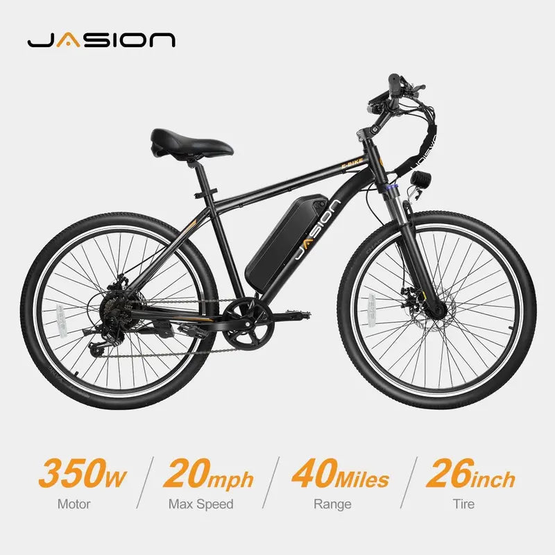 Jasion Adult Electric Bike  360Wh Removable Battery, Step-Through Frame E-Bike