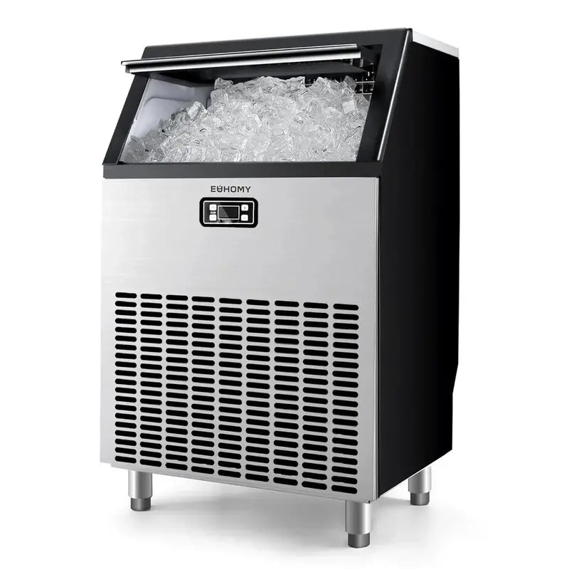 EUHOMY Commercial Ice Maker — 100 lbs/24H Stainless Steel Undercounter Ice Machine for Bars & Kitchens