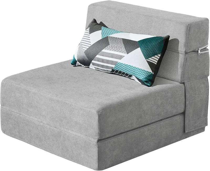 60-Inch Pull-Out Sofa Bed with Memory Foam Mattress, Two Pillows & Futon-Style Guest Bed Design