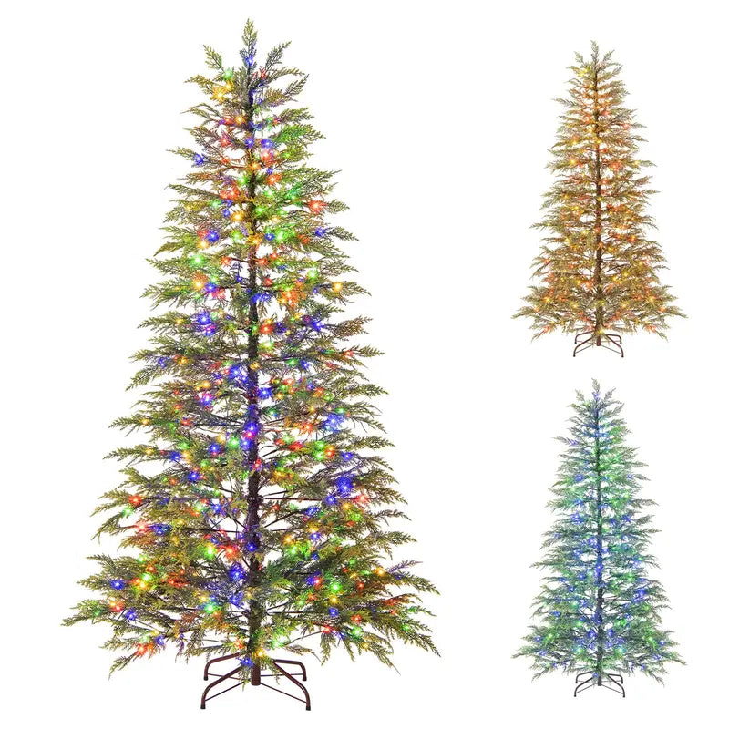 6.5- or 7.5-Foot Hinged Sparse Fir Tree  Multicolor LED Lights and Space-Saving Design